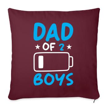 Papa de 2 garçons - Housse de coussin décorative 45 x 45 cm - bordeaux - Devant