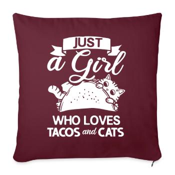 Tacocat Taco Chat Chat Chat Fast Food - Housse de coussin décorative 45 x 45 cm - bordeaux - Devant
