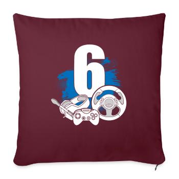 Contrôleur de jeu joueur de 6 ans - Housse de coussin décorative 45 x 45 cm - bordeaux - Devant