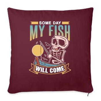 Un jour, mon poisson mordra les pêcheurs - Housse de coussin décorative 45 x 45 cm - bordeaux - Devant