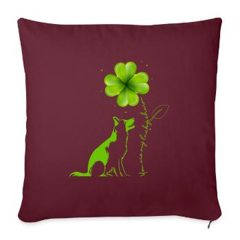 Tu es mon porte-bonheur Berger Chien Cloverleaf - Housse de coussin décorative 45 x 45 cm - bordeaux - Devant