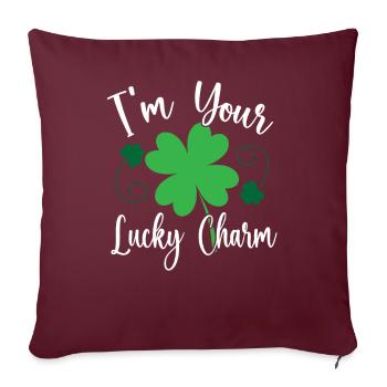 Je suis votre porte-bonheur Irlande irlandaise - Housse de coussin décorative 45 x 45 cm - bordeaux - Devant