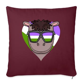Genderqueer Cœur de cheval - Housse de coussin décorative 45 x 45 cm - bordeaux - Devant