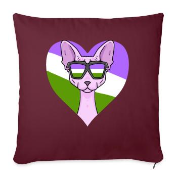 Genderqueer Lgbt Chat Sphynx - Housse de coussin décorative 45 x 45 cm - bordeaux - Devant