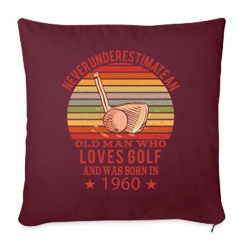 Golfeur Golfeur Né 1960 Anniversaire - Housse de coussin décorative 45 x 45 cm - bordeaux - Devant