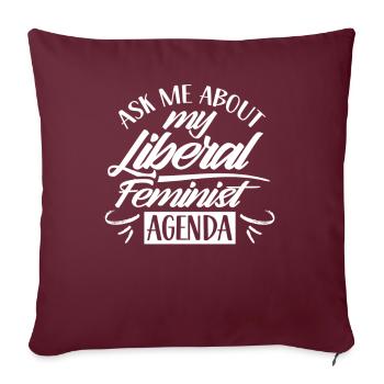 Posez-moi des questions sur le programme féministe libéral - Housse de coussin décorative 45 x 45 cm - bordeaux - Devant