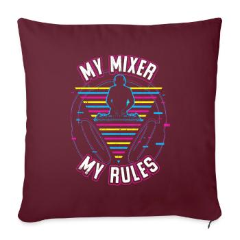 DJ Tshirt pour Party Disc Jockey Rave Techno Mixer - Housse de coussin décorative 45 x 45 cm - bordeaux - Devant