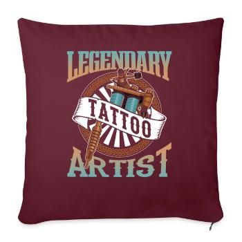 Tatouage légendaire Tattoo Artist Tattoo - Housse de coussin décorative 45 x 45 cm - bordeaux - Devant