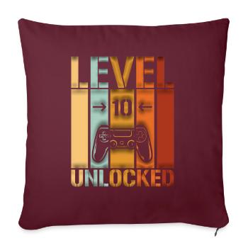 10e anniversaire Niveau 10 débloqué - Housse de coussin décorative 45 x 45 cm - bordeaux - Devant