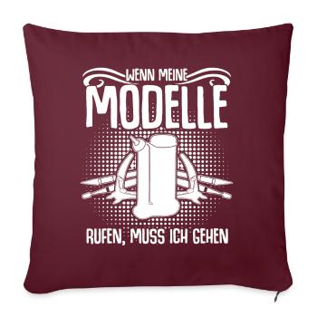 Modellbau Kleber Modellbauer - Sofakissenbezug 45 x 45 cm - Burgunderrot - Vorne