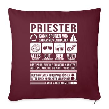 Priester Spruch lustig - Sofakissenbezug 45 x 45 cm - Burgunderrot - Vorne
