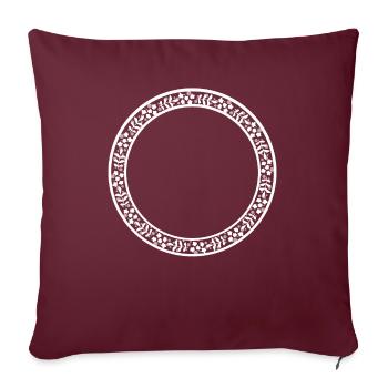 Cadre rond blanc avec cercle de décoration florale - Housse de coussin décorative 45 x 45 cm - bordeaux - Devant