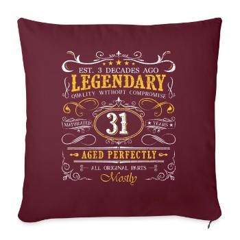 Vintage Légendaire - Vieilli parfaitement 31ème anniversaire - Housse de coussin décorative 45 x 45 cm - bordeaux - Devant