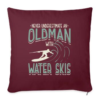 Ne sous-estimez jamais un vieil homme avec le ski nautique - Housse de coussin décorative 45 x 45 cm - bordeaux - Devant
