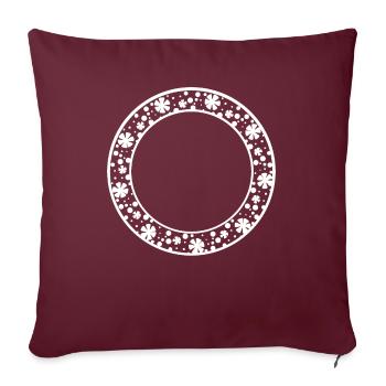 Cadre rond avec décoration à motif floral - Housse de coussin décorative 45 x 45 cm - bordeaux - Devant
