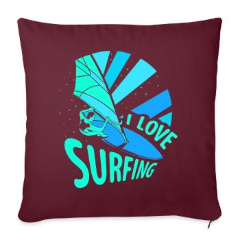 J’adore surfer surf surf surf surf - Housse de coussin décorative 45 x 45 cm - bordeaux - Devant