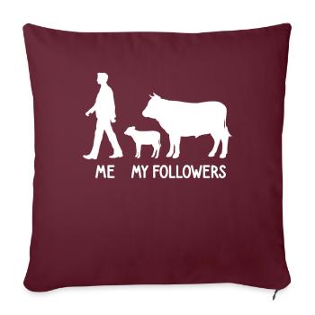 I Mes followers Éleveur de vaches Éleveur Vaches Agriculteur - Housse de coussin décorative 45 x 45 cm - bordeaux - Devant