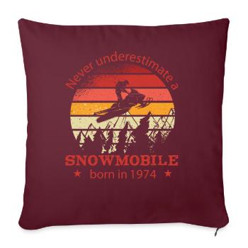 Conducteur de motoneige né en 1974 Anniversaire - Housse de coussin décorative 45 x 45 cm - bordeaux - Devant