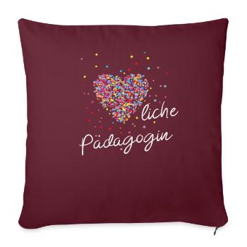 Pédagogue avec don d’éducateur cardiaque - Housse de coussin décorative 45 x 45 cm - bordeaux - Devant