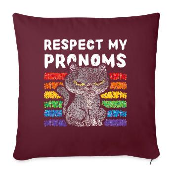Respectez mes pronoms Rainbow Lgbtq Pride Cats - Housse de coussin décorative 45 x 45 cm - bordeaux - Devant