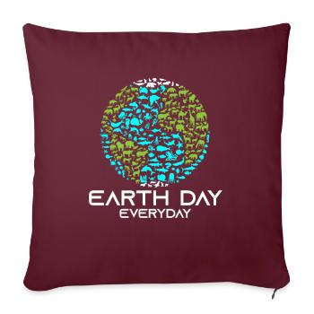 Jour de la Terre Tous les jours - Housse de coussin décorative 45 x 45 cm - bordeaux - Devant