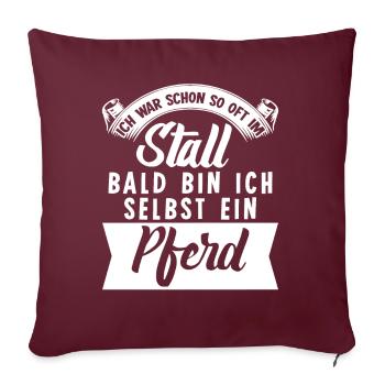 Pferdestall Reiten Stall Pferd - Sofakissenbezug 45 x 45 cm - Burgunderrot - Vorne