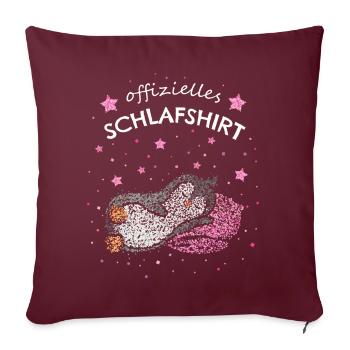 Offizielles Schlafshirt Pinguin Pinguinliebhaber - Sofakissenbezug 45 x 45 cm - Burgunderrot - Vorne