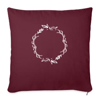 Cadre pour chasseurs avec ligne de décoration florale - Housse de coussin décorative 45 x 45 cm - bordeaux - Devant