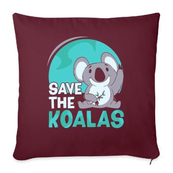 Sauvez les Koalas Koala Animal Doux Koala Ours - Housse de coussin décorative 45 x 45 cm - bordeaux - Devant