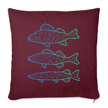 Poisson prédateur Pêche Polygone Perche Brochet - Housse de coussin décorative 45 x 45 cm - bordeaux - Devant