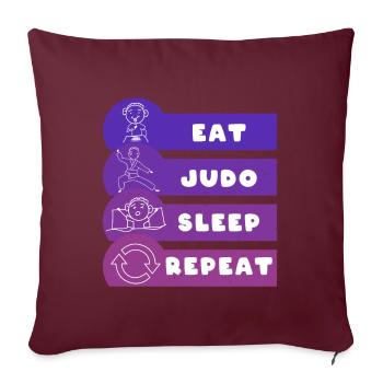 Manger Judo Dormir Répéter - Housse de coussin décorative 45 x 45 cm - bordeaux - Devant