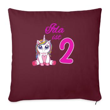 Kindergeburtstag 2 Jahre Mädchen Name Ida - Sofakissenbezug 45 x 45 cm - Burgunderrot - Vorne