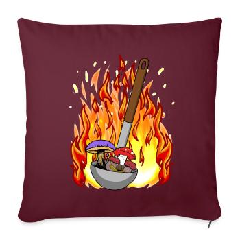 Pilze Kochkunst feurig giftig Mittelalter Küche - Sofakissenbezug 45 x 45 cm - Burgunderrot - Vorne
