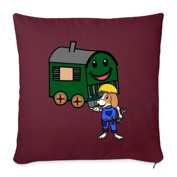 Remorque de construction Artisanat Cabane de charpentier - Housse de coussin décorative 45 x 45 cm - bordeaux - Devant