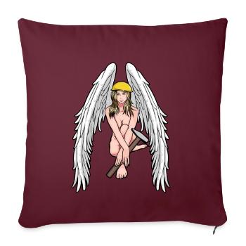 Guardian Angel Chantier de construction Hammer Casque Zone de travail - Housse de coussin décorative 45 x 45 cm - bordeaux - Devant