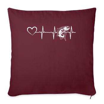Poisson Heartbeat Poisson Pêche Pêcheur Heartbeat - Housse de coussin décorative 45 x 45 cm - bordeaux - Devant