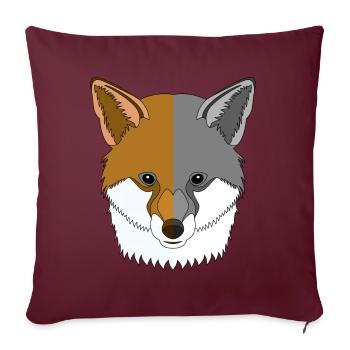 Waldtier wildes Tier Motiv mit Fuchs Design - Sofakissenbezug 45 x 45 cm - Burgunderrot - Vorne