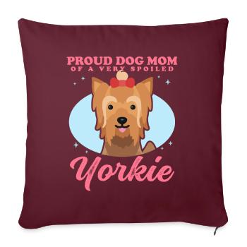 Yorkshire Terrier Maman Yorkie Chien Propriétaire Cadeau - Housse de coussin décorative 45 x 45 cm - bordeaux - Devant