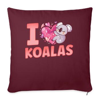 J’aime Koalas Doux Koala Animal Koala Ours - Housse de coussin décorative 45 x 45 cm - bordeaux - Devant