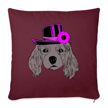 Fantasy Dog Head Gentleman Chapeau Mister Dog Kids - Housse de coussin décorative 45 x 45 cm - bordeaux - Devant