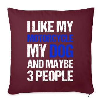 Motard J’aime Mon Chien Moto & Peut-être 3 Personnes - Housse de coussin décorative 45 x 45 cm - bordeaux - Devant