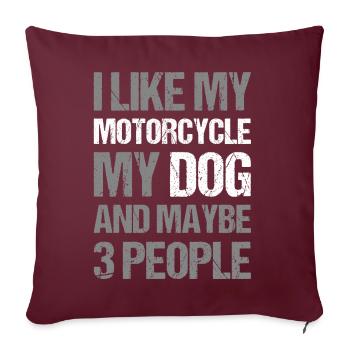 Motard J’aime Mon Chien Moto & Peut-être 3 Personnes - Housse de coussin décorative 45 x 45 cm - bordeaux - Devant
