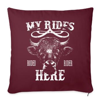 Mes tours ici Drôle Bull Rider Rodeo Cowboy - Housse de coussin décorative 45 x 45 cm - bordeaux - Devant