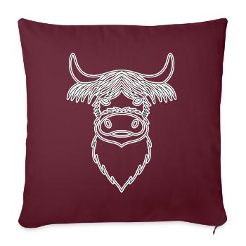 Vache Highland Cattle avec motif de vache - Housse de coussin décorative 45 x 45 cm - bordeaux - Devant