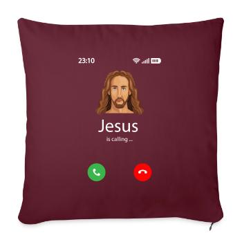Jésus appelle - Housse de coussin décorative 45 x 45 cm - bordeaux - Devant