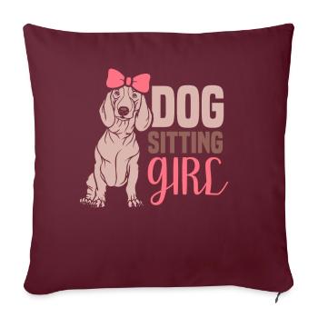 Dog Sitter Fille Dog Sitting - Housse de coussin décorative 45 x 45 cm - bordeaux - Devant
