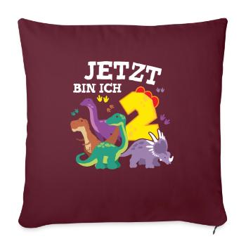 Now I Am 2 Dino Birthday Dinosaur - Sofa pillowcase 17,3'' x 17,3'' (45 x 45 cm) - burgundy - Front