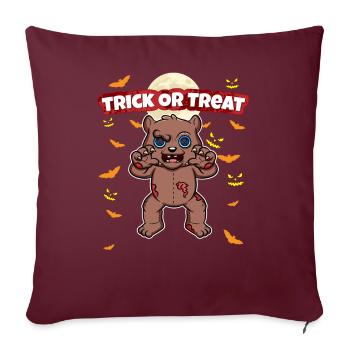 Truc ou traiter effrayant monstre d’Halloween effrayant - Housse de coussin décorative 45 x 45 cm - bordeaux - Devant