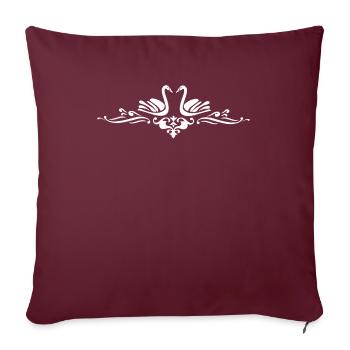 Schwan Ornamente Rahmen Deko - Sofakissenbezug 45 x 45 cm - Burgunderrot - Vorne