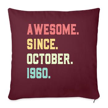 Génial depuis octobre 1960 - Housse de coussin décorative 45 x 45 cm - bordeaux - Devant